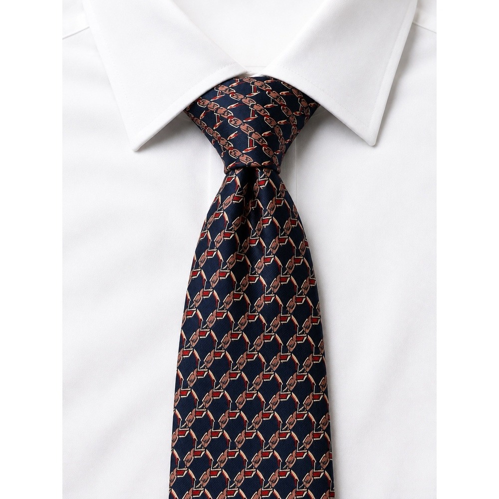Hermes Silk Necktie Mens Multicolor Equestrian Horse Bit Graphic Print Luxury
